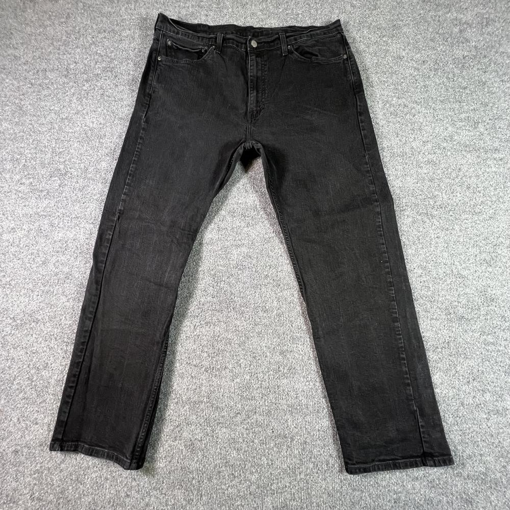 Levi's 505 Straight Jeans Men's 40x30 Black Denim Workwear High Rise Stretch